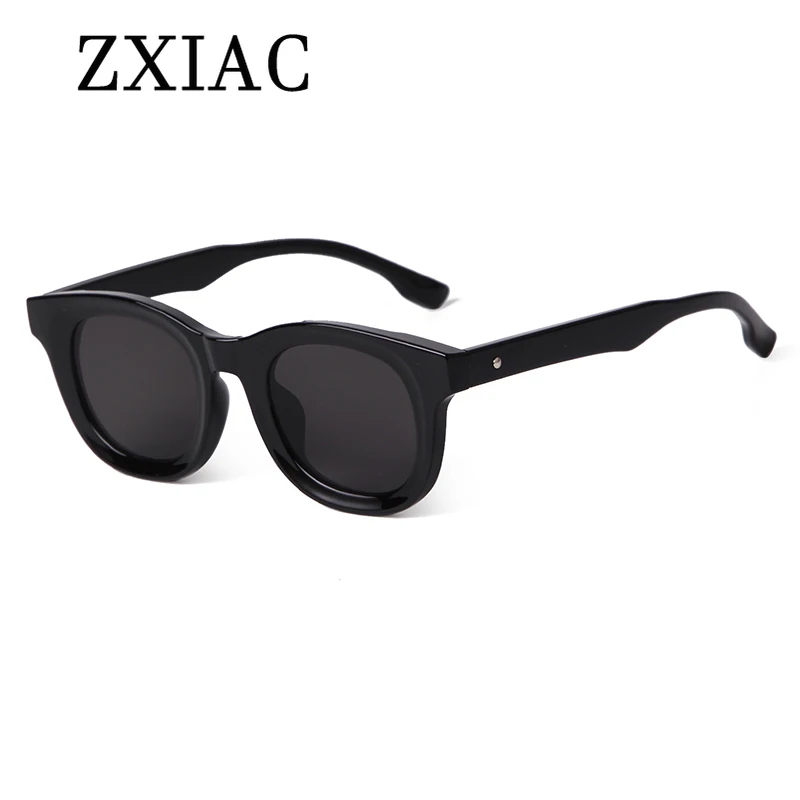 ZXIAC Retro Fashion Frame Sunglasses Personality Trend Rivet Sun Glasses for Women Men Vintage Round Tortoiseshell Shades UV400