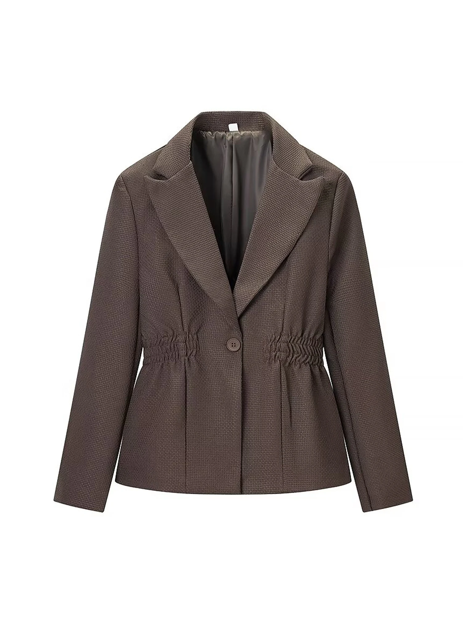 

Women's Brown Blazer Jacket Y2k 2000s Vintage Office Ladies Suit Coat Long Sleeve Single Breasted Oversize Outerwear Autumn 2025