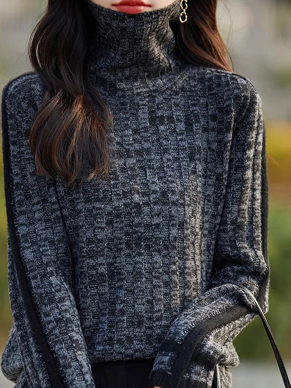 

Warm Knitted Sweater Women's Base Layer irt Inner Wear Faionable Floral Patterned Yarn Commute Sle Korean Version