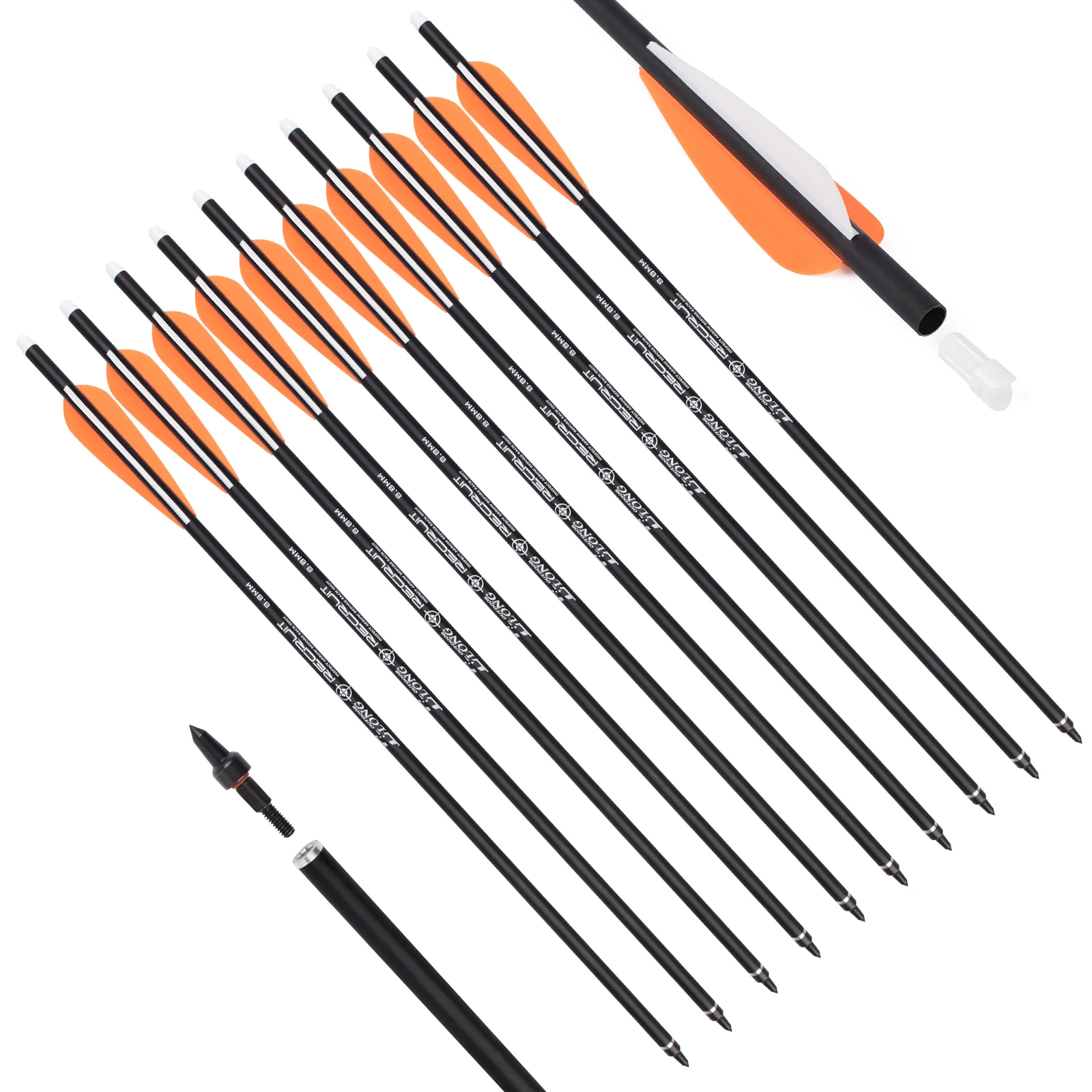 

300PCS Carbon Crossbow Bolts 16/18/20/22 inch Hunting Archery Arrows with 4" Vanes Moon Nocks and Removable Tips