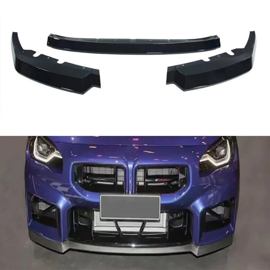 For BMW M2 G87 2021+ Bright Black Car Front Bumper Diverter Spoiler Diffuser Front lip chin Shunt glossy black body kit