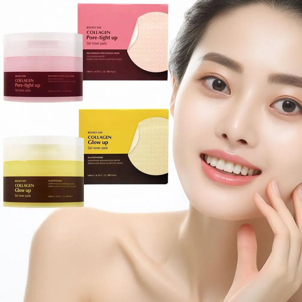 140ml-bouncy-day-collagen-pore-tight-glow-up-gel-toner-pads-hidratante-facial-com-glutationa-clareador-e-hidratante-em-algodao