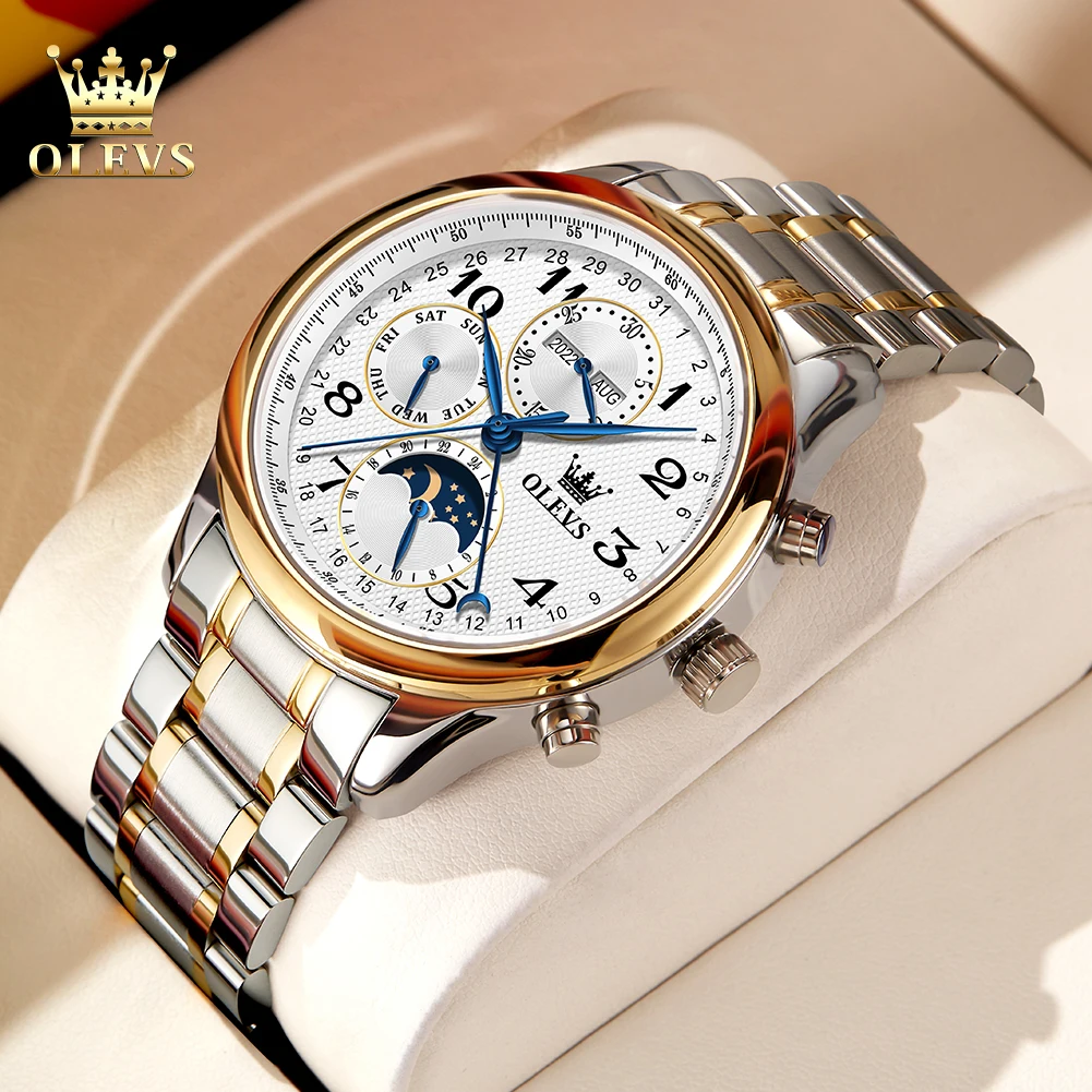 OLEVS 6667 Original Brand Men's Watch Number Dial Multi-functional Waterproof Luminous Automatic Mechanical Man Watch