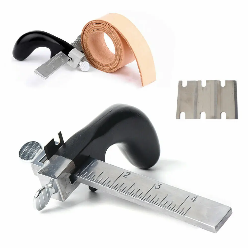 Leather Strap Cutter Cutting Tool Splitter Aluminum Paring Leather Belt Cutter Skiver Machine w/ Blade