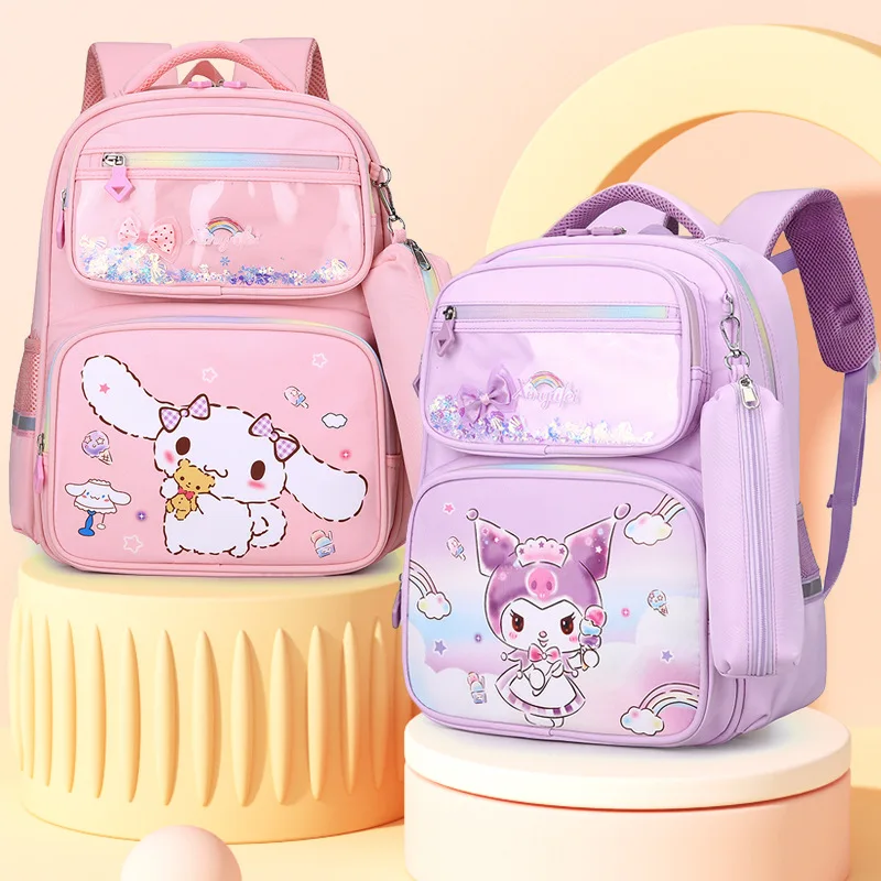 Student Cute Girl Lightweight Backpack with Multiple Compartments and Large Capacity Schoolbag Pencil Case Kuromi  Cinnamoroll