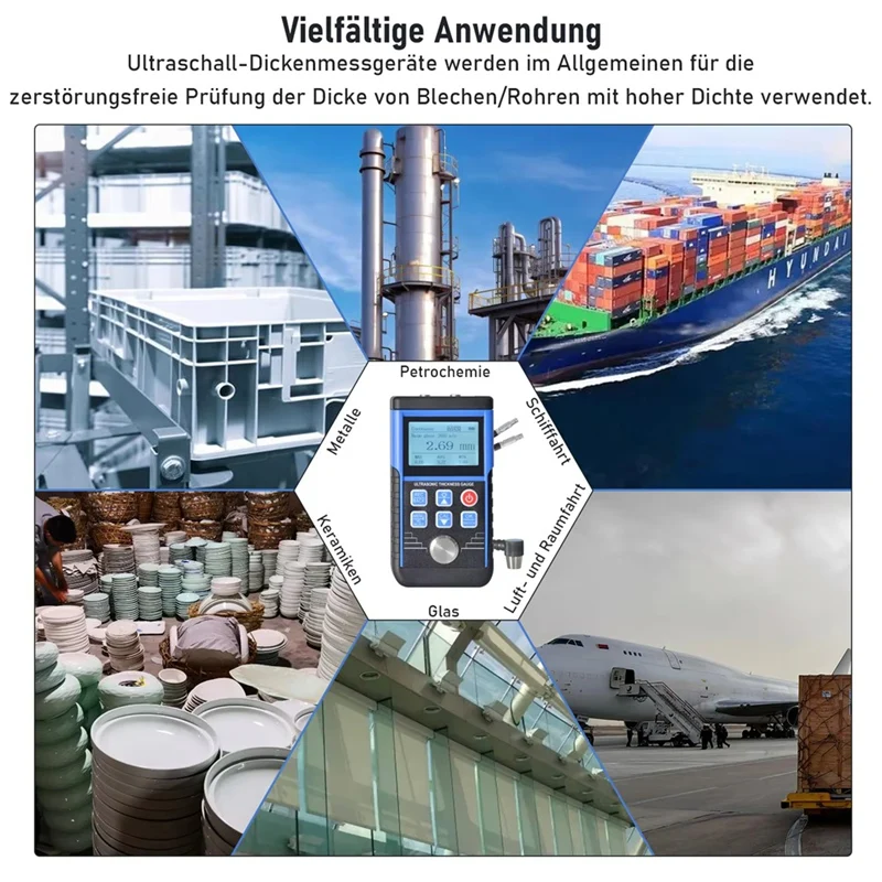 B49B-Ultrasuoni Misuratore di Spessore Metalli Tester di Spessore della Vernice Misurazione 0.8-500Mm Adatto a Vari Materiali