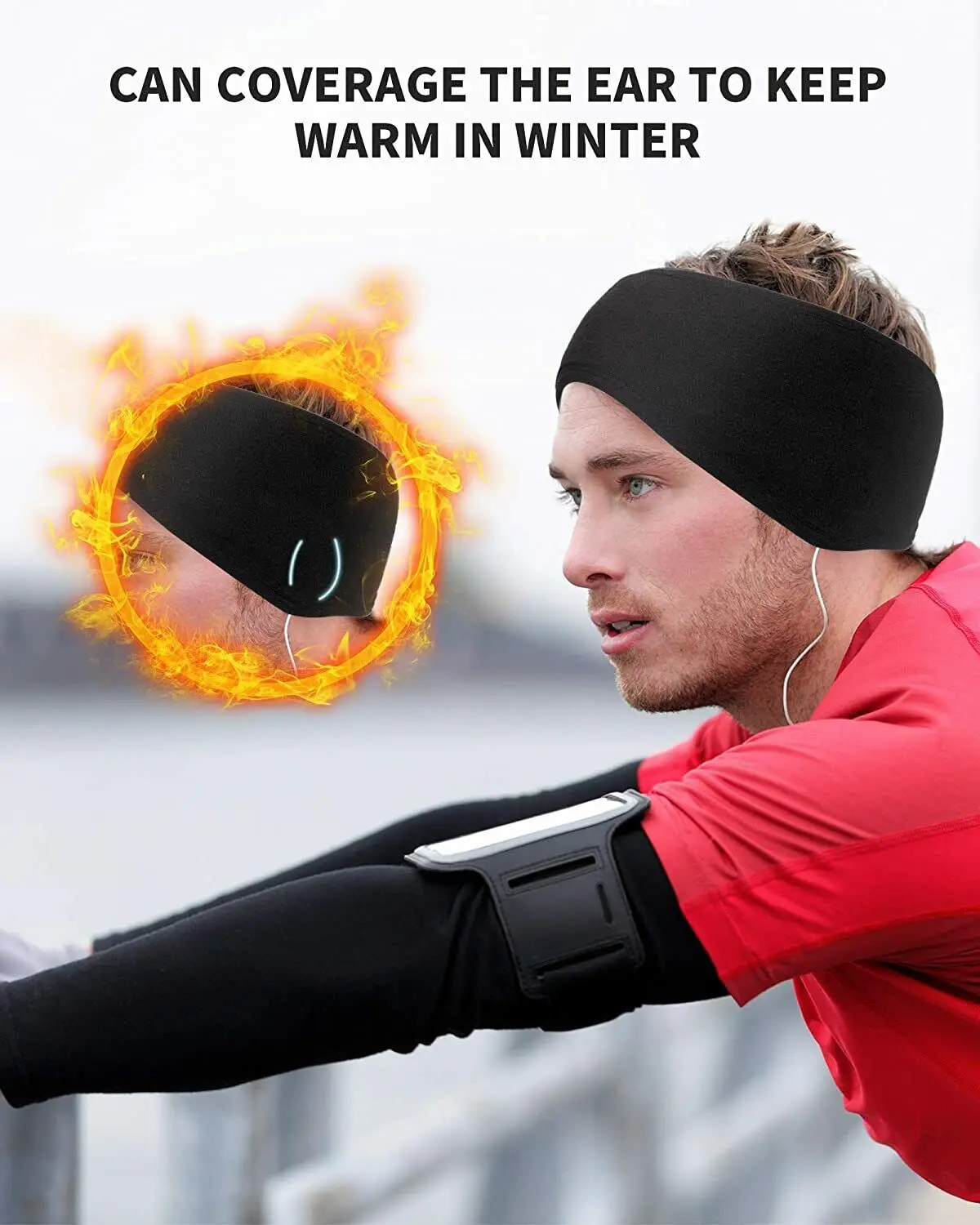 여성 포니테일 머리띠 양털 이어밴드 겨울 스포츠 러닝 머리띠 귀 따뜻하게