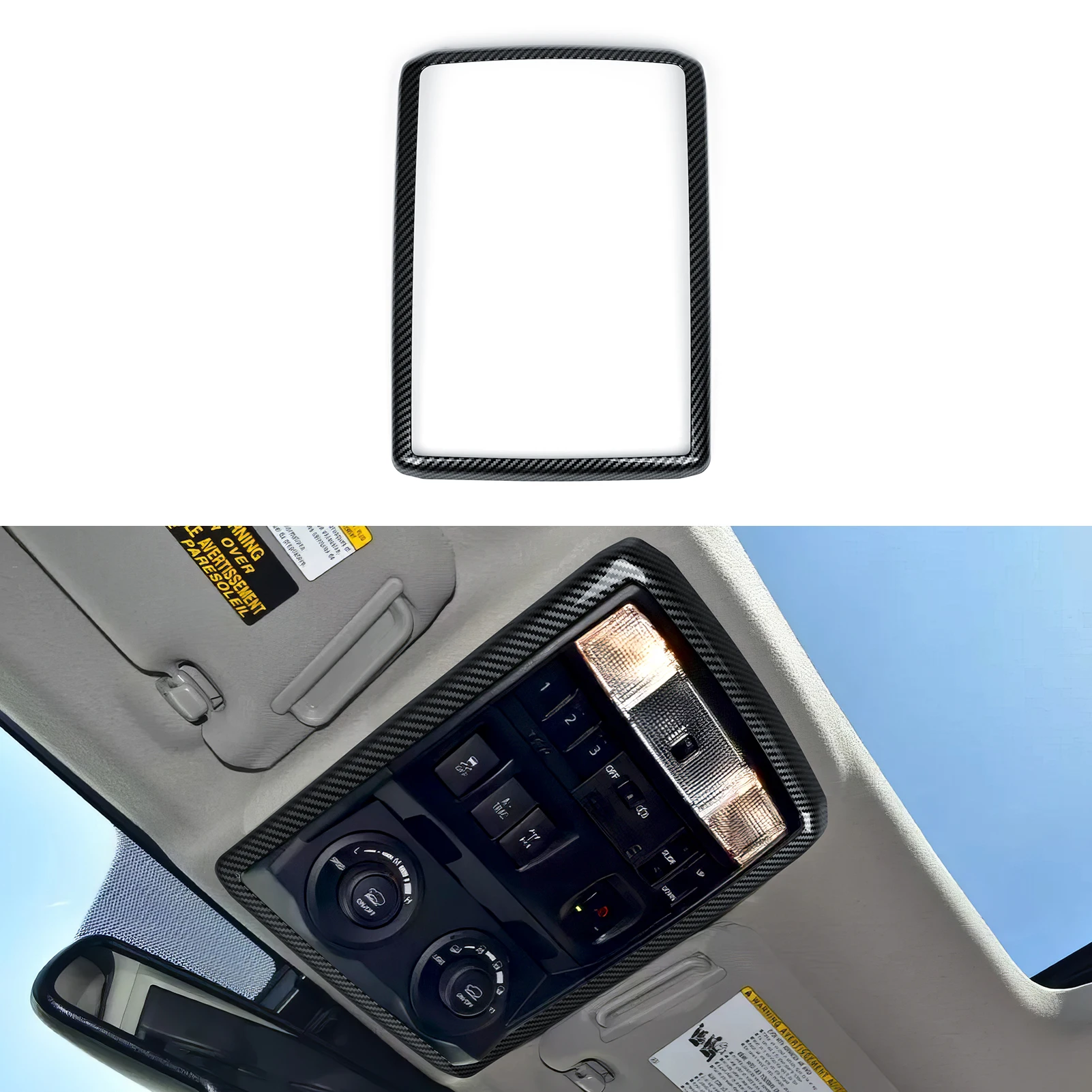 

For Toyota 4Runner (2010-2024).Car Reading Lamp Panel. Carbon Fiber Interior Sticker ABS Trim Accessories