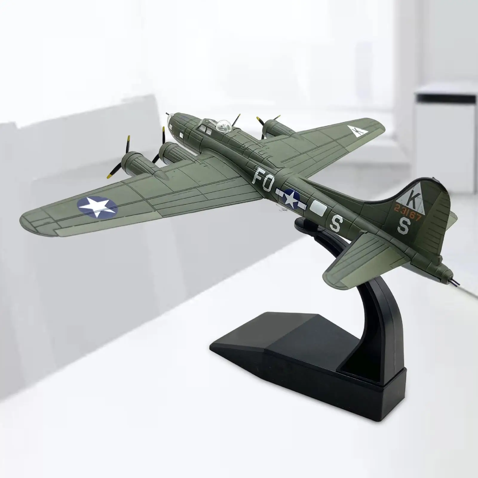 1: 144 Alloy US B 17 Aircraft Model with Display Stand Versatile Professional Durable Bombardment Aircraft Model Lifelike