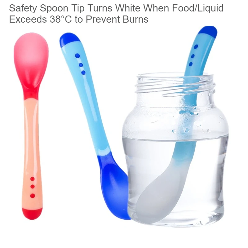 

2pcs/set Temperature Sensing Spoon Fork for Baby Safety Feeding 0~2 Years Old Child Dining Spoon Tableware Tongue Anti Scald