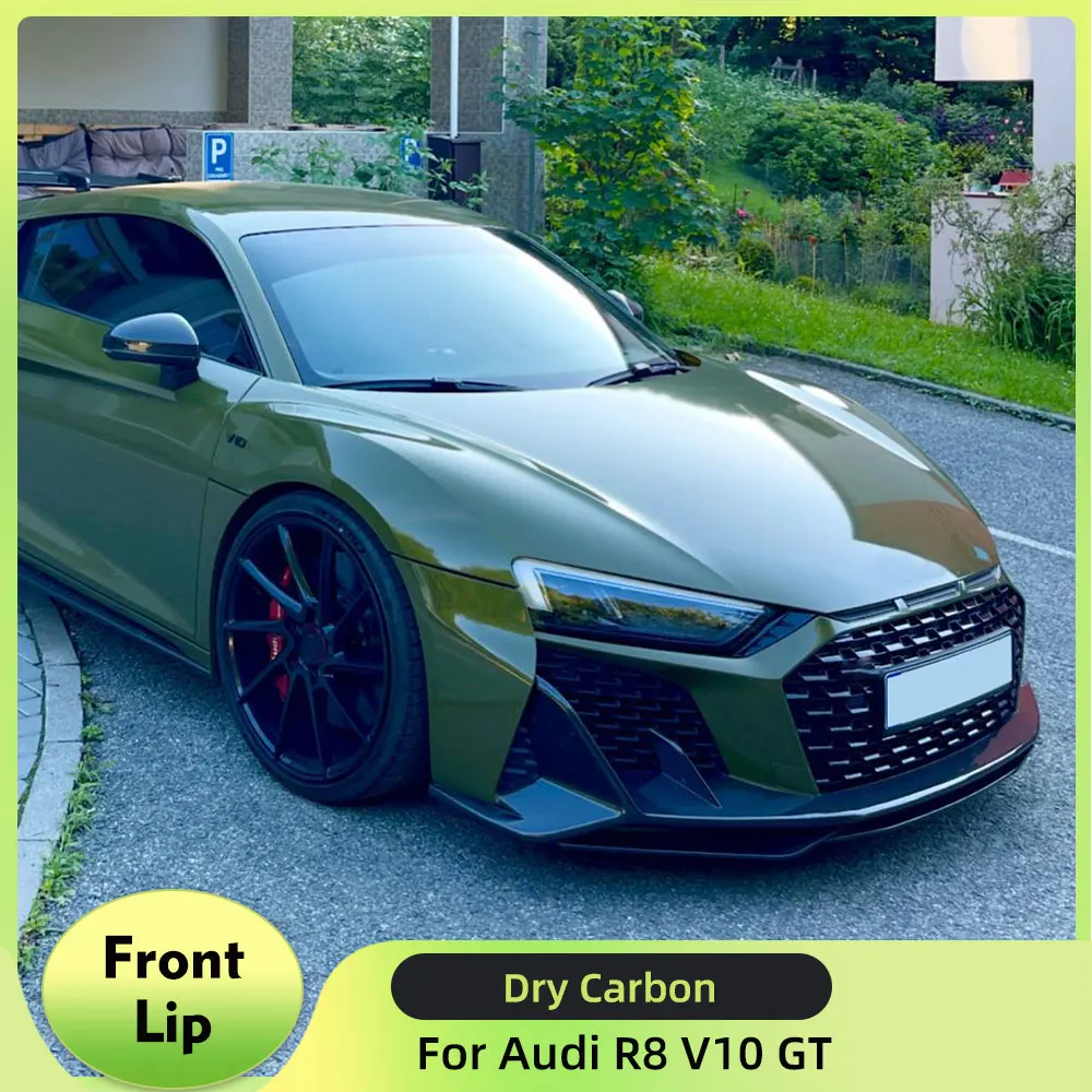 

Dry Carbon Car Front Lip Chin Apron Protector for Audi R8 V10 GT Coupe 2023 Carbon Car Kits Guard Chin Lip