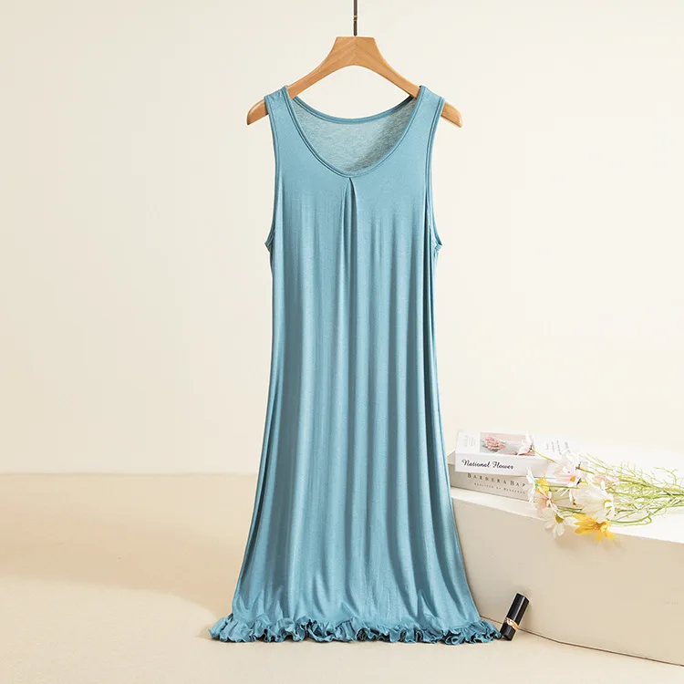 Modal U-Neck dress sleeveless Butterfly Hem Women's Tank Top Dresses Cami sleepdress Homewear Sundress