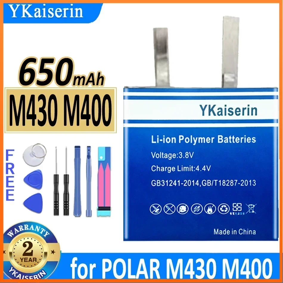 650mAh YKaiserin Cell Phone Battery M 430 M 400 (322826) for POLAR M430 M400 GPS Sports Watch Portable Batteries Warranty