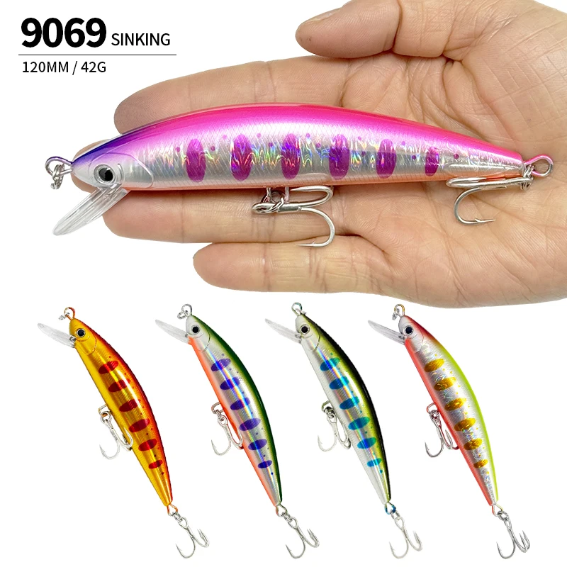 

120mm 42g Heavy Weight Minnow Sinking Fishing Lures Long Casting Artificial Hard Bait Saltwater Trout Sea Bass Wobblers for Pike