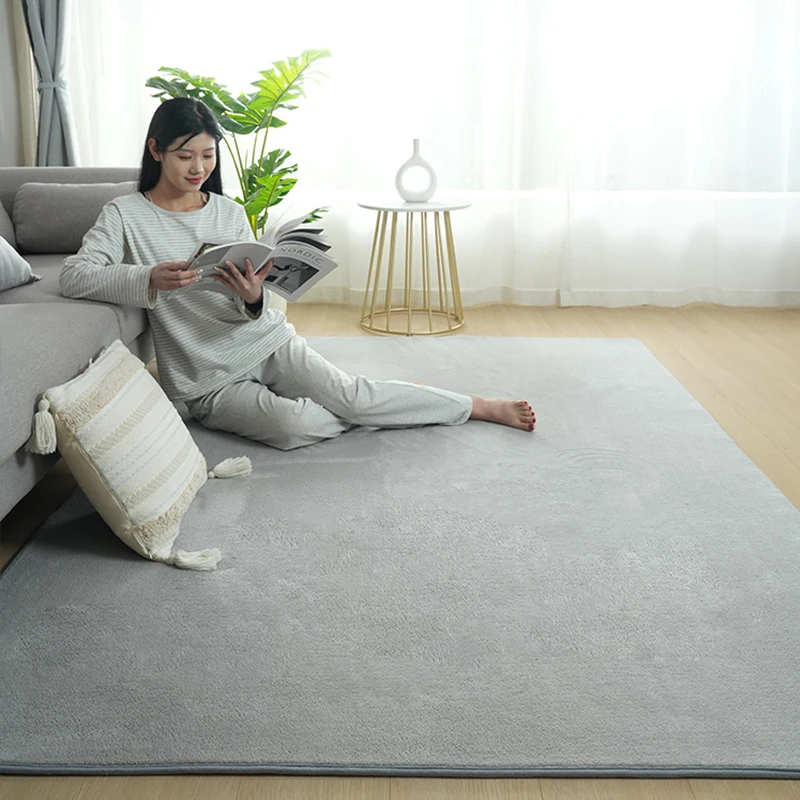 Simple Carpets for Living Room Fluffy Soft Study Room Thicken Rug Solid Color Bedroom Decor Plush Carpet Home Non-slip Floor Mat