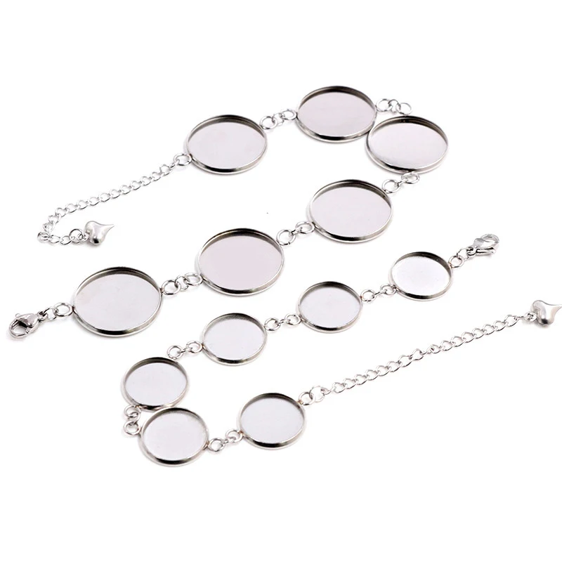 2pcs 12mm 14mm 16mm 18mm 20mm 316 stainless steel Bangle Base Bracelet Blank Findings Tray Bezel Setting Cabochon Cameo