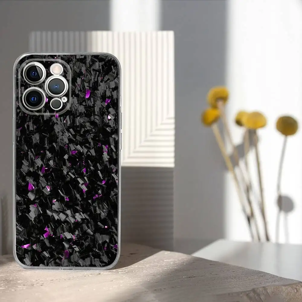 Carbon Fiber Pattern Painting Phone Case For iPhone 17,16,15,14,13,12,11 Pro,Max,Plus,X,XS,XR,SE4,E Mini Transparent Soft Cover