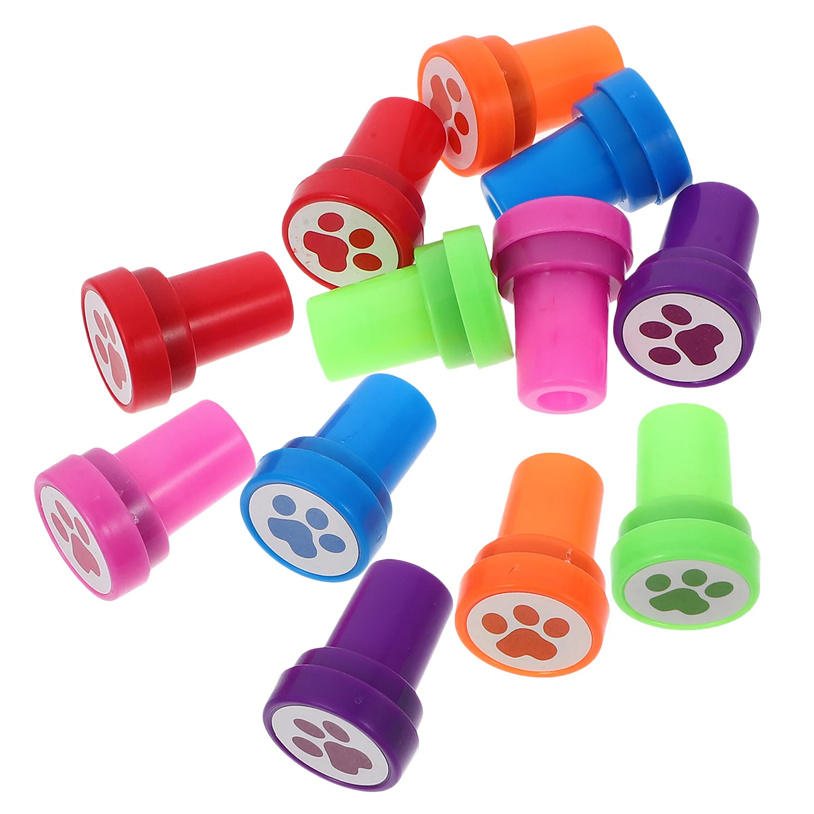 12 Stuks Kids Stempel Kleine Postzegels Plastic Stempel Decor Hond Pootafdruk Stamper Voor Dagboek Hond Poot Postzegels Hand stempels Voor Kinderen Hond Poot St