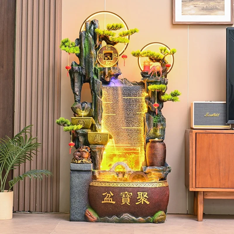 South East Asia Living Room Lucky Decoration Entrance Ornament Water Curtain Wall Office Rockery Flowing Water Fountain Opening