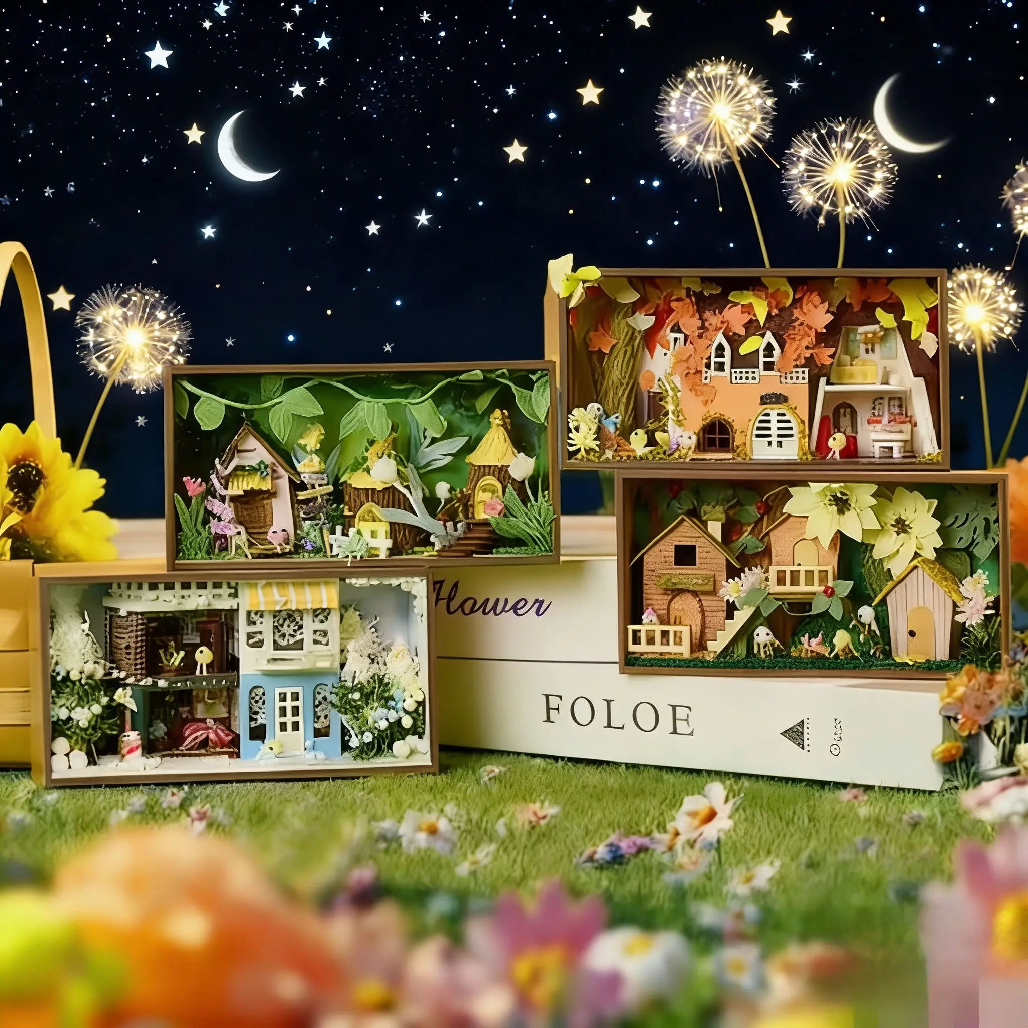 

DIY 4 Seasons Box Dollhouse Kit: Wooden Craft Mini Furniture, Mini Scene Decor & Dollhouse Accessories, Birthday Gift