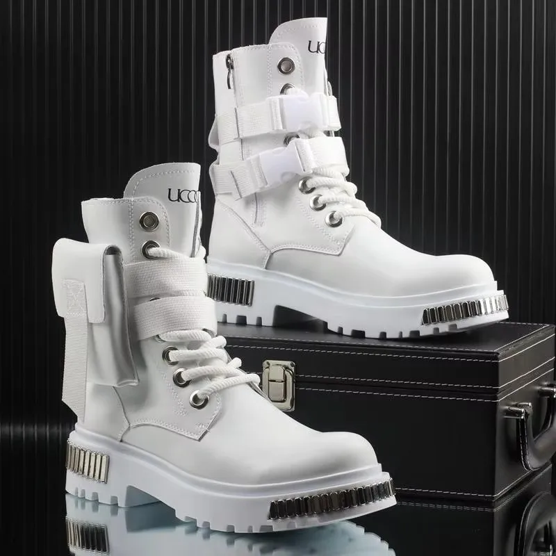 KTCZ 2025 Men High-Top Winter Boots White Velvet 4