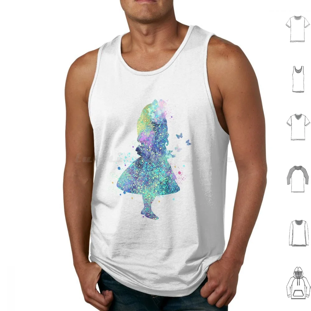 Watercolor Splatter Alice In Tank Tops Print Cotton Watercolor Splatter Colorful Follow White Rabbit Typography Text Quote