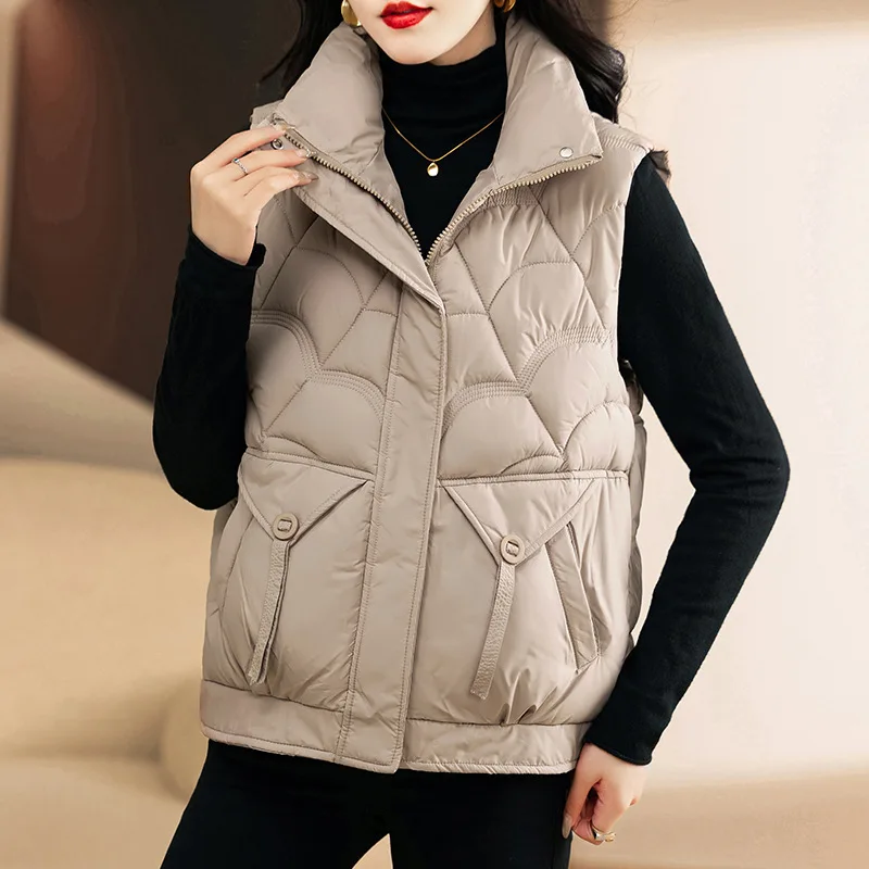 2024New Autumn Winter Women\'s Vest Coat Korean Loose Sleeveless Jackets Female Casual Solid Vest Tops Female Waistcoat Outerwea