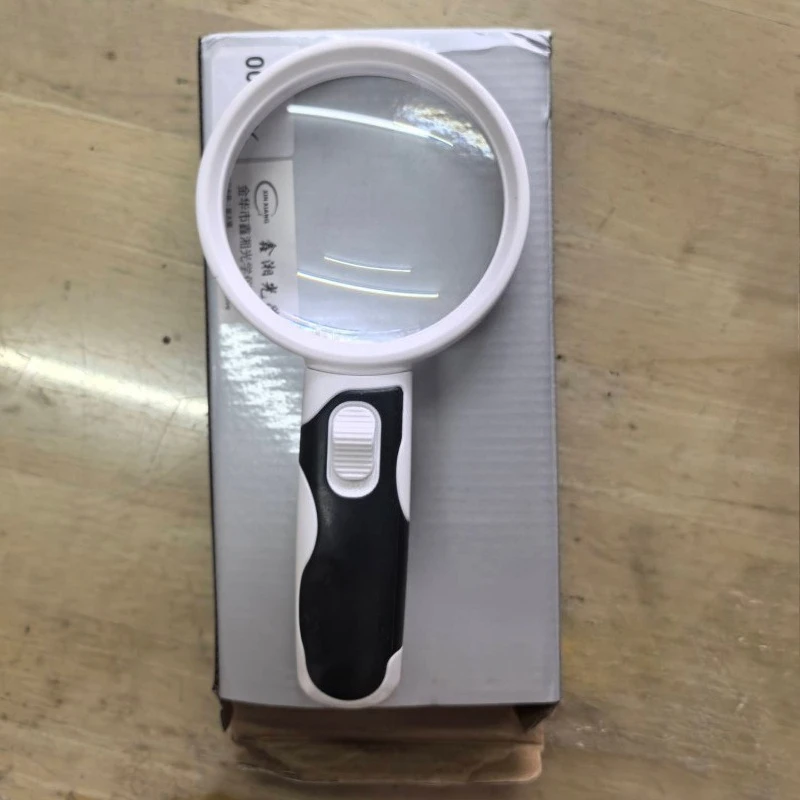 

10x Optical Magnifying Glass With LED Lights Diameter 80mm Handheld Backlit Magnifier For Reading Helping Hands Loupe