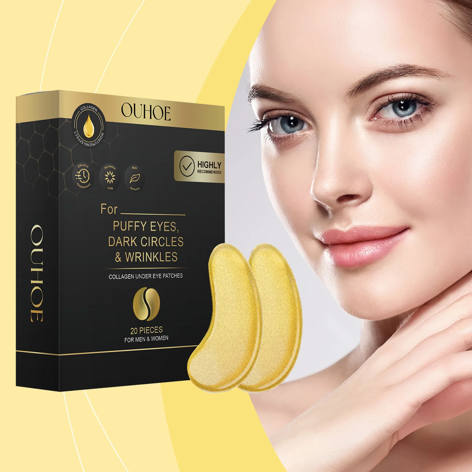 Ouhoe Golden Eye Mask Gently Nourishes And Improves The Elasticity Of Skin Around Eyes Reduce Dark Circles Increases Brightness