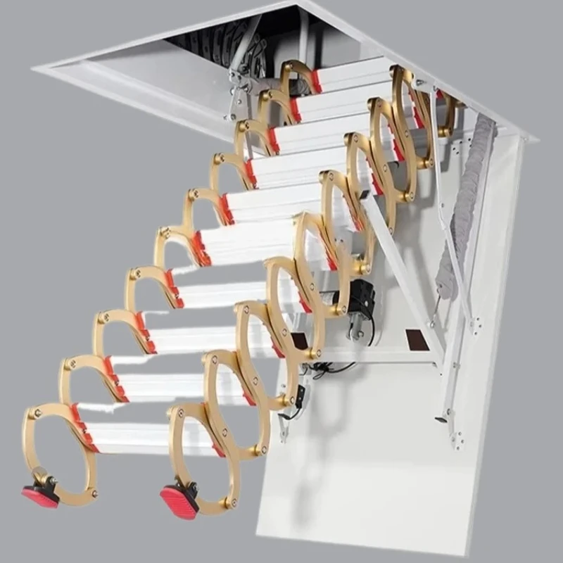 X-S  Fully Automatic Electric Attic Retractable Staircase Folding Hidden Indoor Duplex Stairs HG