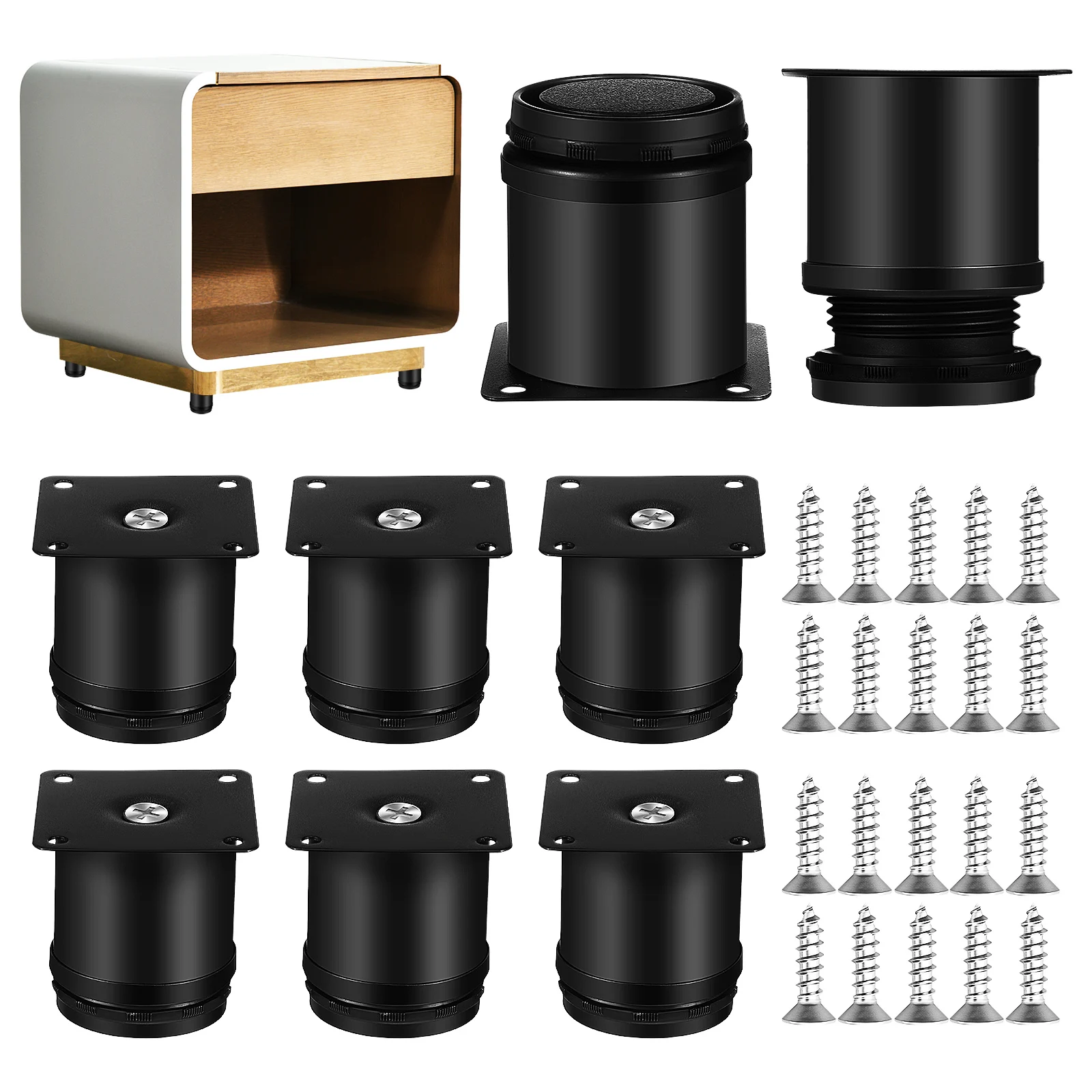 

8 Black 50x60mm Furniture Legs Screws Heavy Duty Adjustable Cabinet Table Sofa Feet Sturdy Stainless Steel Kitchen Desk Tools