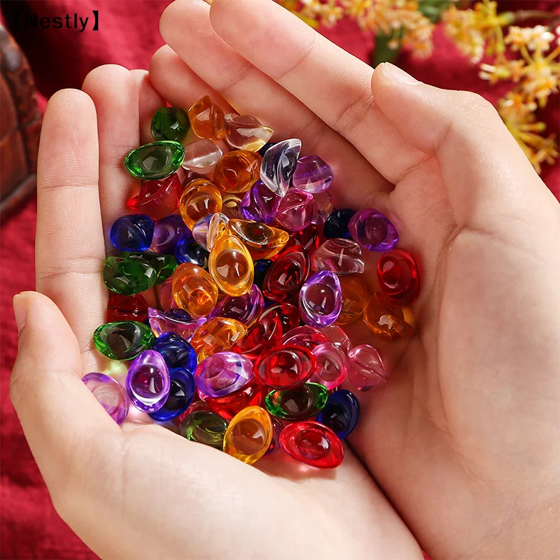 20PCS Colorful Glass Crystal Yuan Bao Ingots Pfaff Copper Cylinder Fortune Accessories Home Blessing Decoration Ornament〔Nest〕