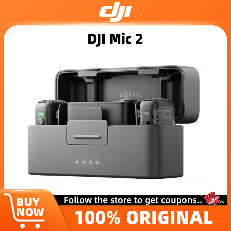 DJI Mic 2 (2 TX + 1 RX + Charging Case) All-In-One, Ready to Use Wireless Microphone Original Brand in Stock