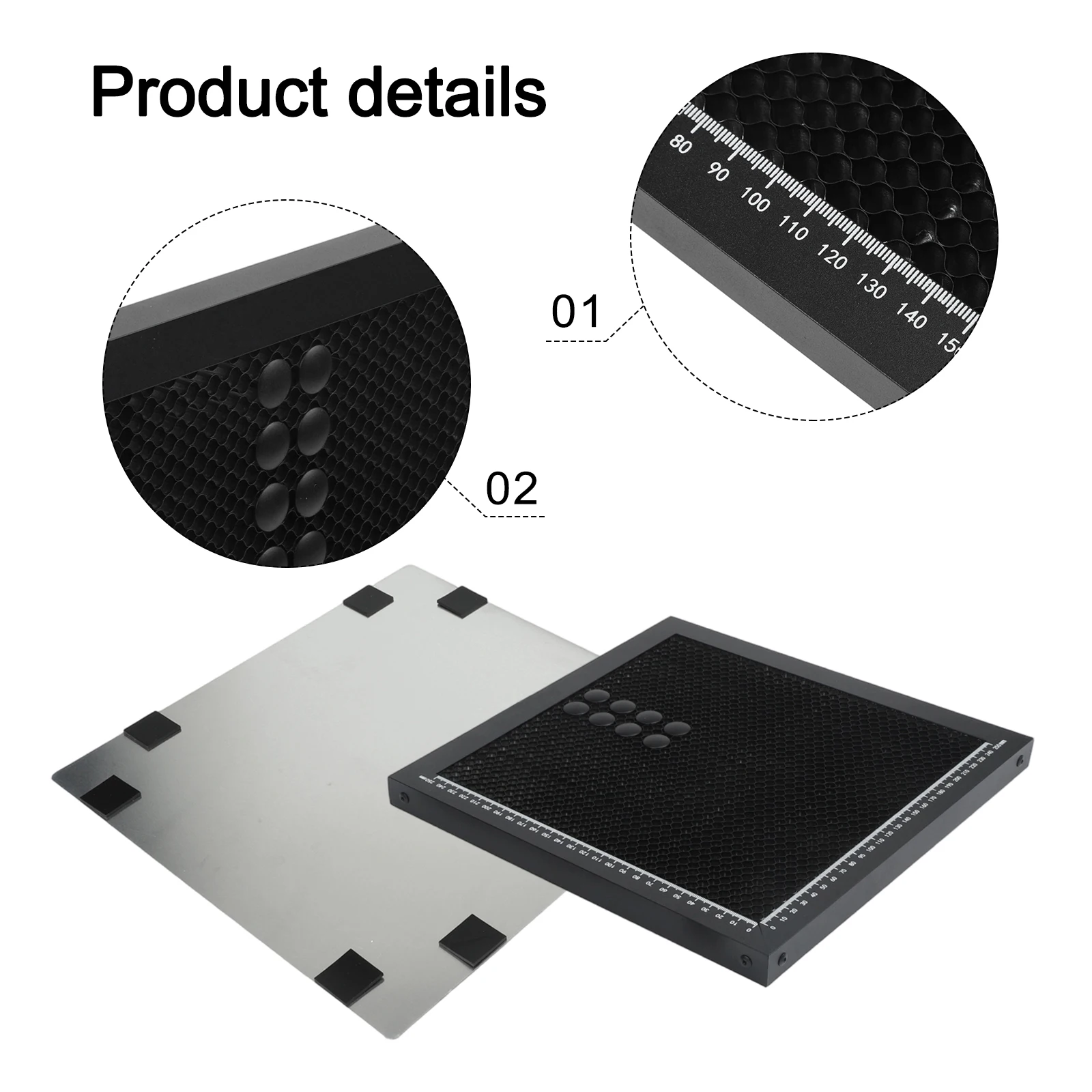Workbench Accessory for Engraving Machines For Honeycomb Board 300x300mm Aluminum with Measurement Scale and Smoke Ventilation
