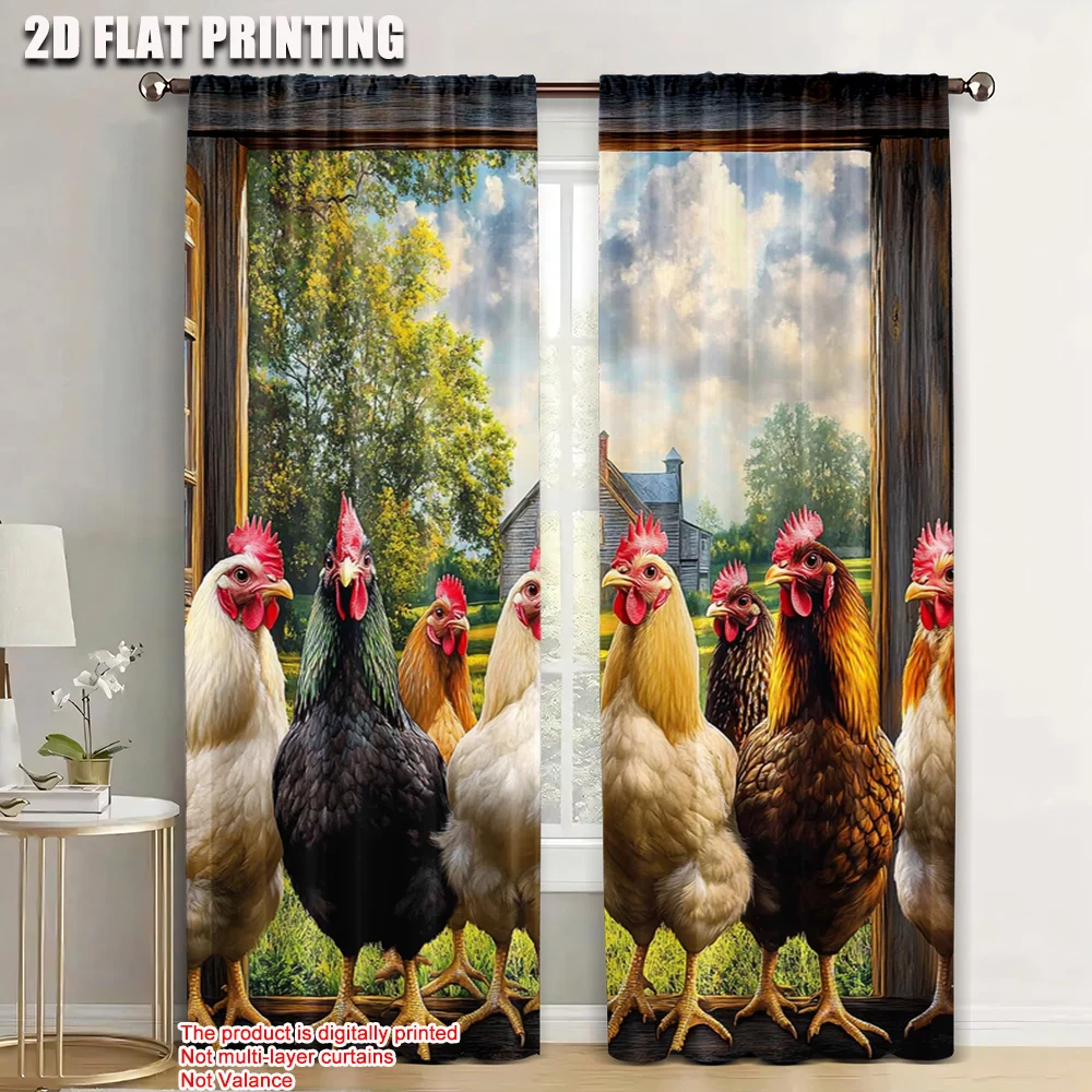 

2pc, Scene Curtains Country Farm Animal Versatile Fabric,Without Electricity Festive Backdrops Use for Home Use Without