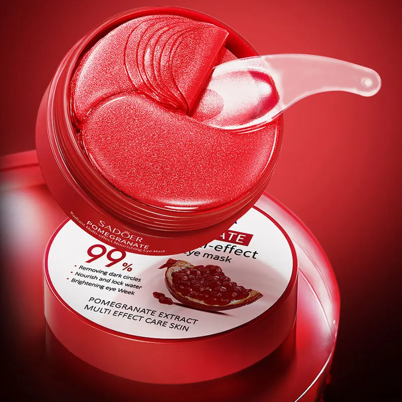60 pz SADOER Rosso Melograno Collagene Maschera per gli occhi Rassodante Anti Cerchi scuri Rimuovere gli occhi Borsa Idratante Patch per gli occhi Occhi Cura della pelle