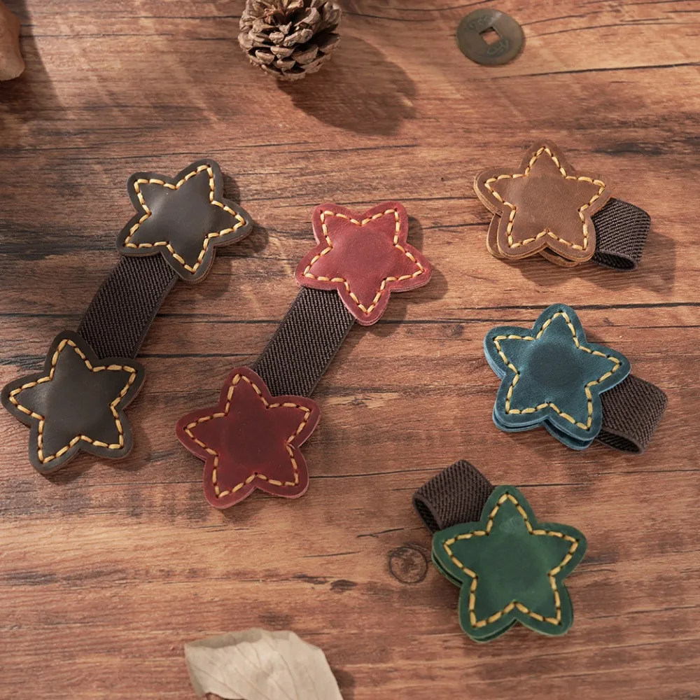 

Office Supplies Genuine Leather Star Magnet Bookmark Vintage Double-Sided Book Pages Divider DIY Bookmark Clip Pen