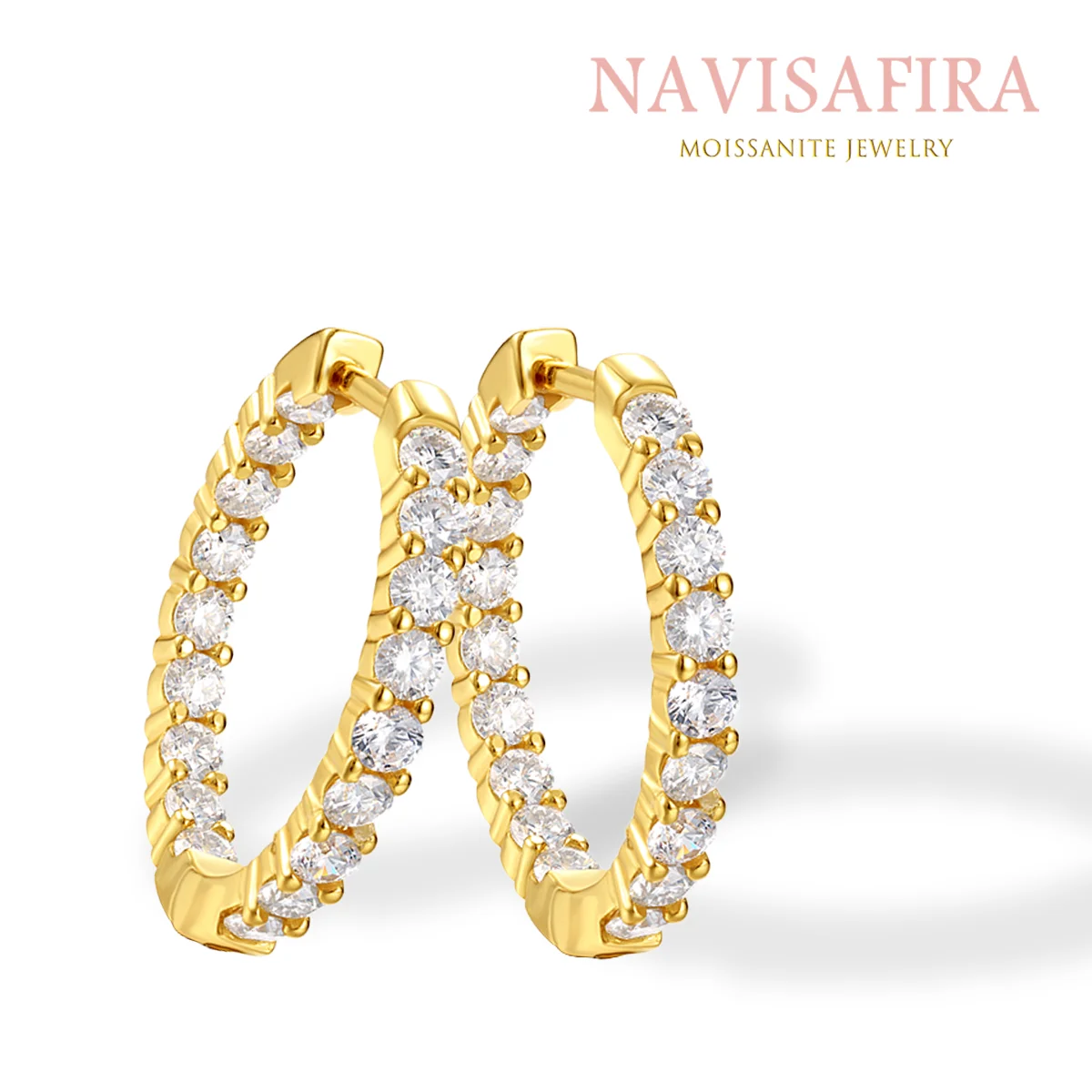 

S925 Gold-Plated Moissanite Hoop Earrings – Stylish Luxurious Design with Sparkling Stones, Perfect for Daily and Evening Wear