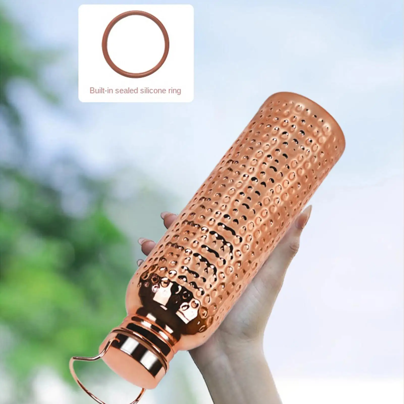 800ml Pure Copper Insulated Stainless Steel Water Bottle