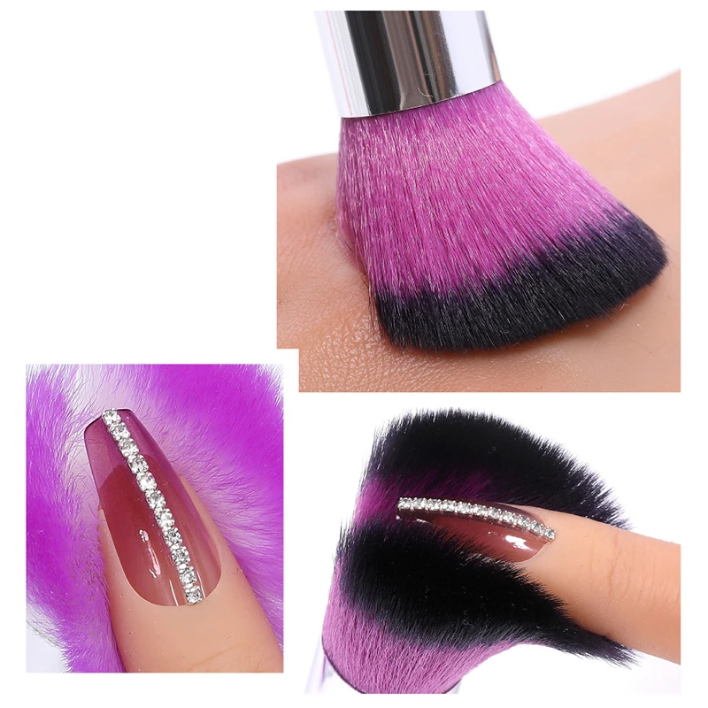 Cepillo de limpieza de polvo de uñas, cepillo de manicura, polvo de cristal deslumbrante, colorete, cepillo suelto, maquillaje de salón, accesorios de belleza para uñas, herramientas