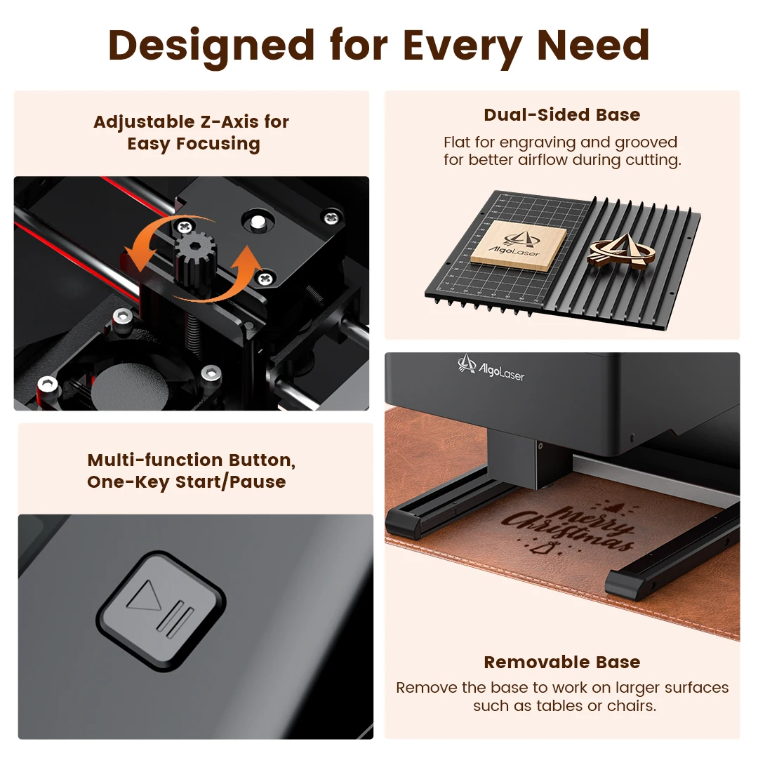 AlgoLaser PIXI Laser Engraver With RR3 Electric Rotary Roller Kit, 360° Cylindrical Engraving, 3W/5W/10W Diode Laser Cutter, Enclosed Desktop Engraving Machine For Tumbler Glass Cup DIY Gift Making - view 8