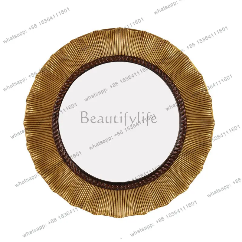 

Round European mirror American decorative bathroom living room entrance wall hanging bathroom mirror