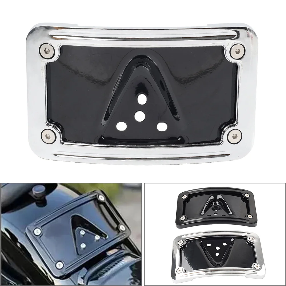 1Pcs Motorcycle Curved Laydown License Plate Frame Mount Bracket with Bolts For Harley Dyna Fat Street Bob FL FX FXD FXR XL