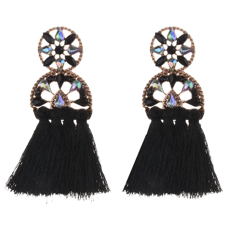 2019 new product earrings, fashionable big brands, alloy diamond-encrusted fringed earrings, source manufacturer of cross-border