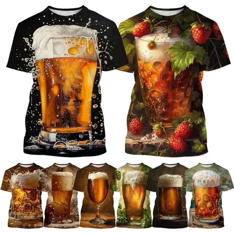 Summer New Classic Beer 3D Print Men\'s Short-sleeved T-shirts Trend Unisex Casual O Neck T Shirt Comfortable Cool Top Tees Shirt