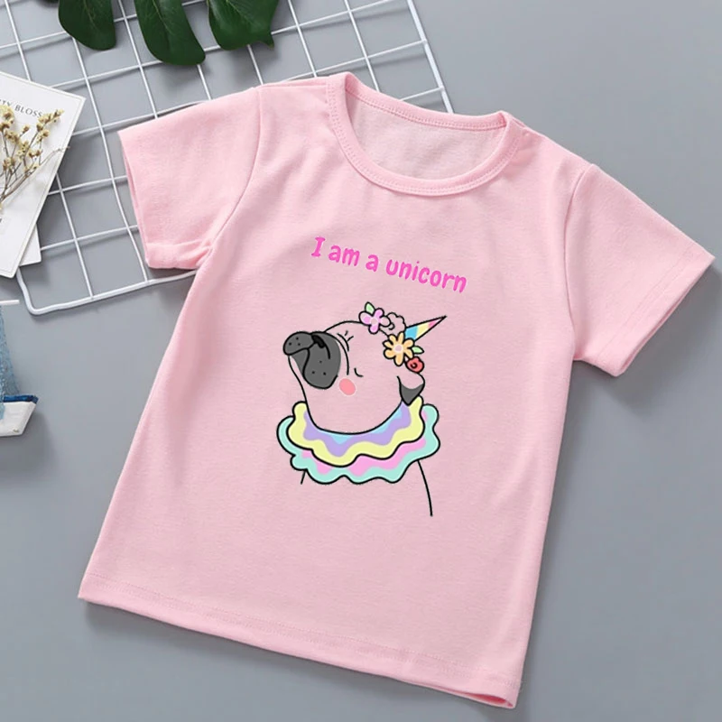 I Am A Unicorn French Bulldog Animal Print Tshirt Kawaii Dog Lover Kids Clothes Summer Tops Tee Shirt Harajuku Shirt