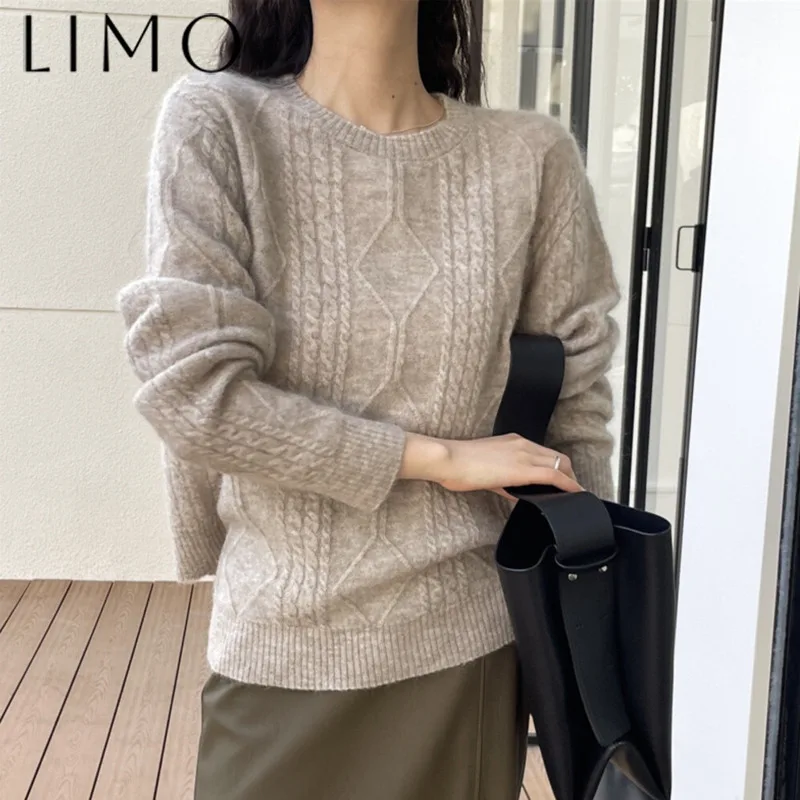 

LIMO Women's Cable Knit Shirt Top Back Tie Vintage Solid Color Spring Summer Lazy Style Elegant Minimalist Chic High Quality