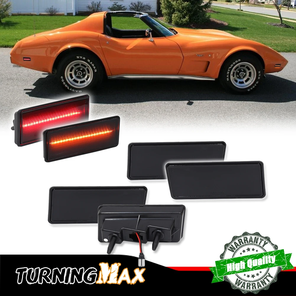 LED Front / Rear Side Marker Turn Signal Lights For Chevy Corvette C3 1974-1979  Fender Flare Lamp Amber Red White