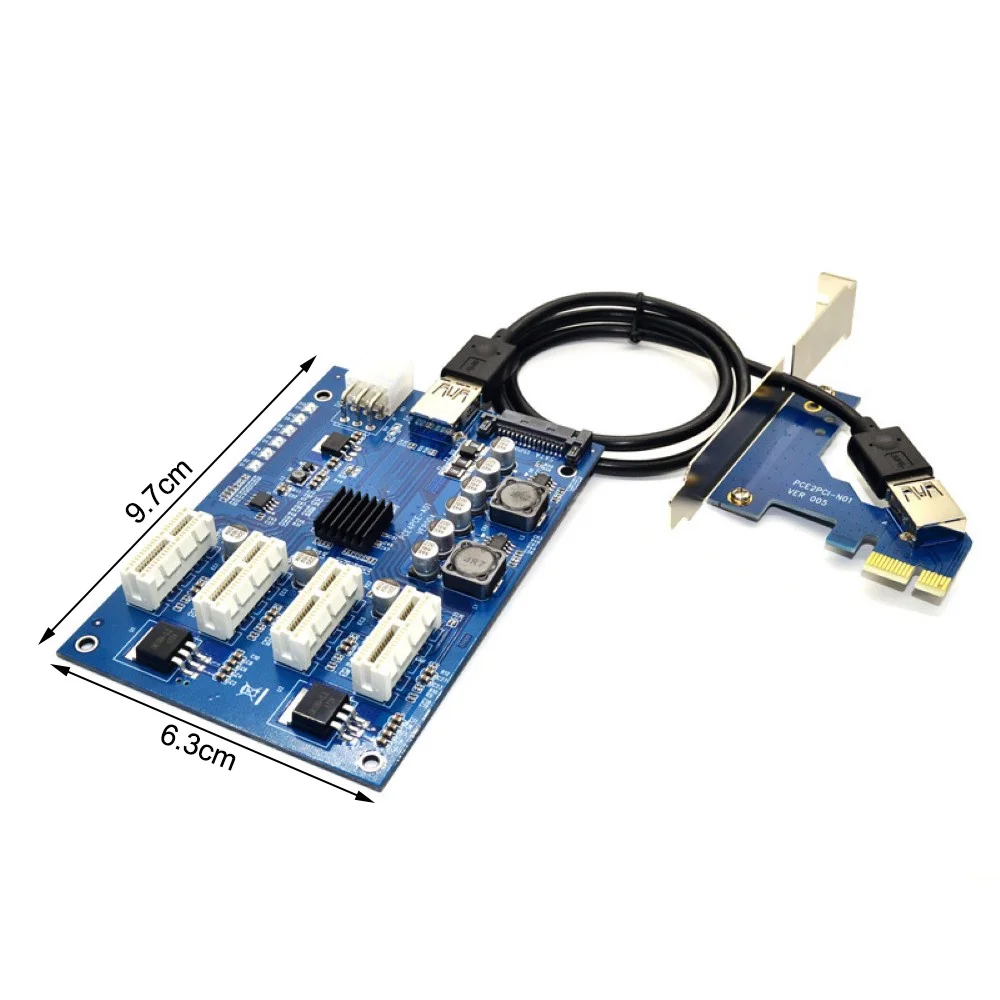 PCI-E X1 to 4PCI-E X16 Expansion Kit 1 to 4 Port PCI Express Switch Multiplier HUB