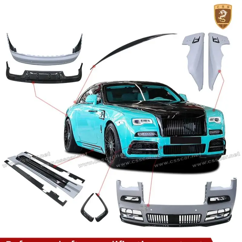 MSY Style Auto Modification Repair Kit For Rolls Royce Wraith LED Lights Dry Carbon Fiber Bumper Side Skirts Tail Spoiler Fender